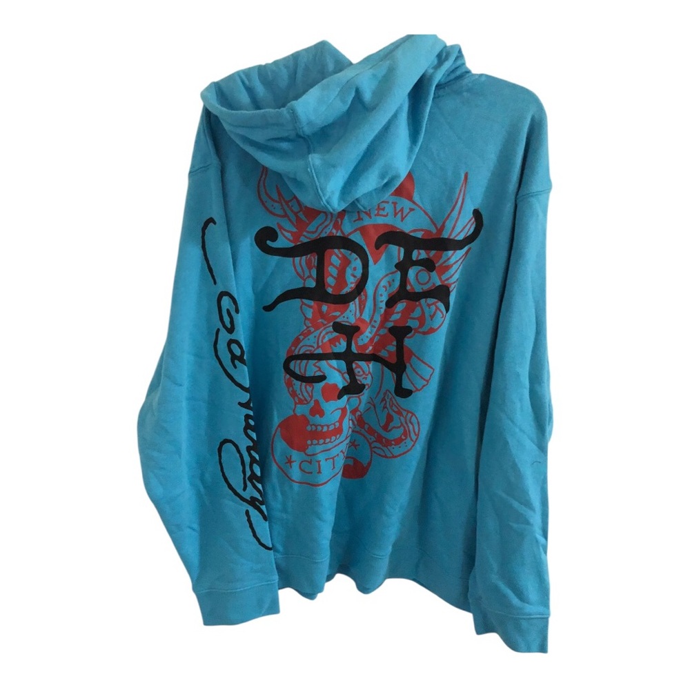 Ed‎ Hardy Men’s blue Ed hardy inscription logo printed hoodie size XL brand new - Picture 6 of 12